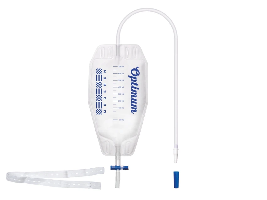 Мочеприемник ножной 0,75 л, трубка 50 см, MEDEREN Оптимум, регулируемая длина, Т-образный кран